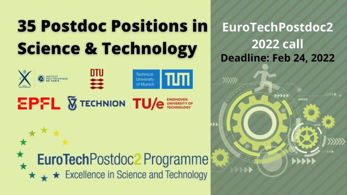35 Postdoc Positions in Science and Technology, EuroTechPostdoc2 2022