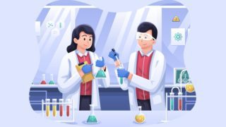 Lab Technician Jobs – animation of researcher doing experiments'