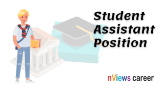 Student Assistant Position - College student with books and bag in the university